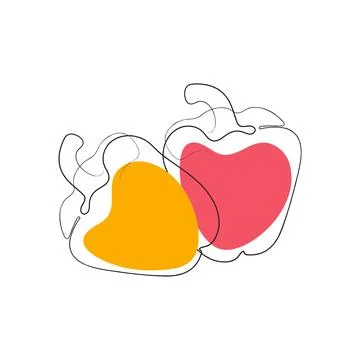 Continuous one line drawing bell pepper, paprika. Stock Illustration