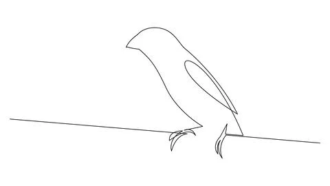 Continuous one line drawing of a bird sitting on a branch Stock Illustration