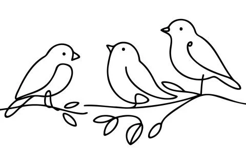 Continuous one line drawing birds. Minimalist bird, outline design. Stock Illustration