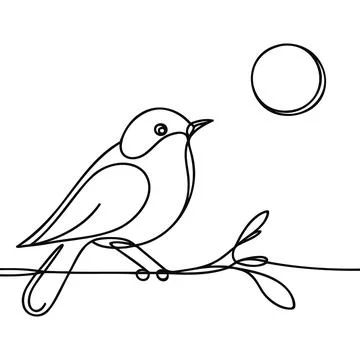 Continuous one line drawing birds. Minimalist bird, outline design. Stock Illustration