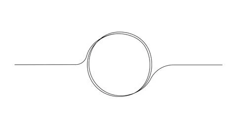 Continuous one line drawing of black circle. Round frame sketch outline on white Stock Illustration