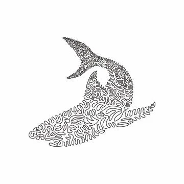 Continuous one line drawing of blunt-headed shark. 스톡 일러스트