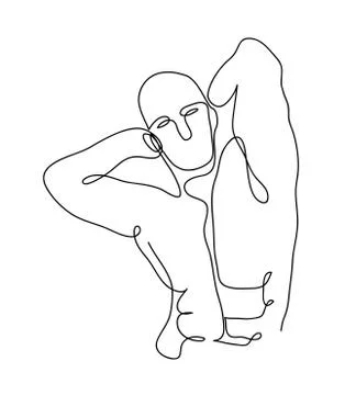 Continuous one line drawing of a bodybuilder flexing his muscles Stock Illustration