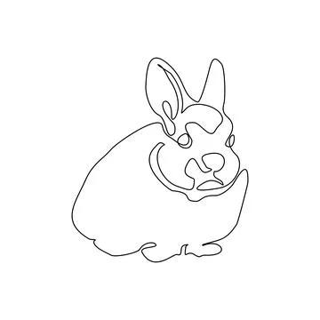 Continuous one line drawing of bunny. Cute rabbit silhouette with ears in s.. Stock Illustration