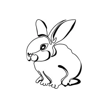 Continuous one line drawing of bunny. Cute rabbit silhouette with ears in s.. Stock Illustration