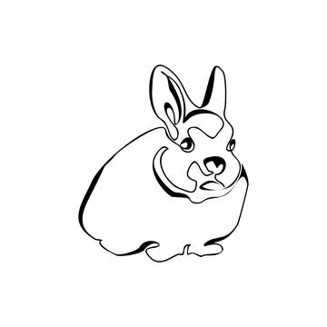 Continuous one line drawing of bunny. Cute rabbit silhouette with ears in sim Stock Illustration