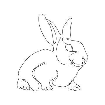 Continuous one line drawing of bunny. Cute rabbit silhouette with ears in s.. Stock Illustration
