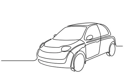 Continuous One Line drawing of Car. Fast delivery on automobile. Urban vehicle Stock Illustration