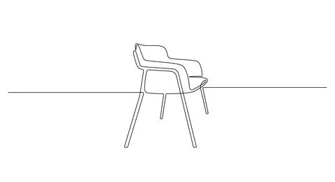 Continuous one line drawing of chair. Scandinavian stylish furniture for loft Stock Illustration