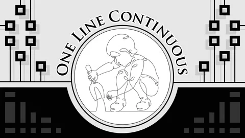 Continuous one line drawing character little kid playing Stock Footage 160587954