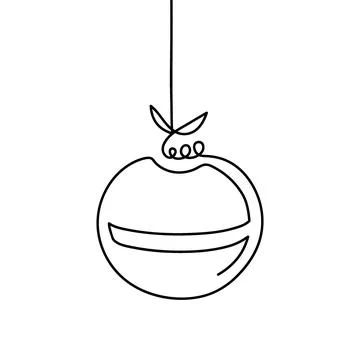 Continuous one line drawing Christmas Ball. Christmas tree decoration by one Stock Illustration