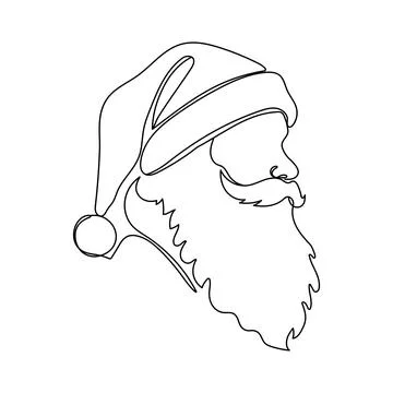 Continuous one line drawing of Christmas Santa Claus, Santa Claus hat, single Stock Illustration
