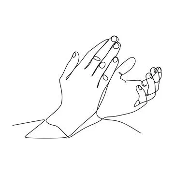 Continuous one line drawing clapping hands. Sign or symbol of cheering or sup Stock Illustration