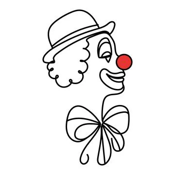Continuous one line drawing clown Vector logo drawn fore card Editable stroke Stock Illustration