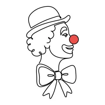 Continuous one line drawing clown Vector logo drawn fore card Editable stroke Stock Illustration