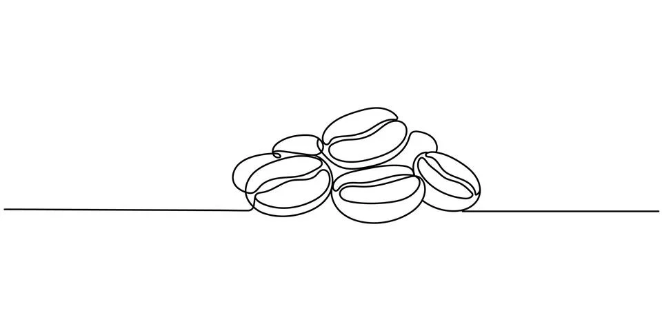 Continuous One-Line Drawing of Coffee Beans - Minimalist Organic Design Edi.. Stock Illustration
