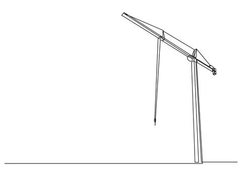 Continuous one line drawing of construction crane. Vector illustration. Stock Illustration