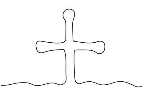 Continuous one line drawing of a cross. Line art. Concept of Easter, faith, s Stock Illustration