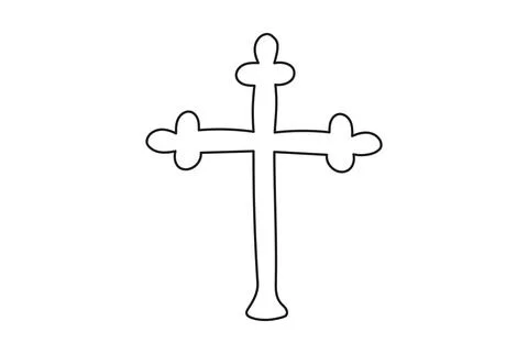 Continuous one line drawing of a cross. Line art. Concept of Easter, faith Stock Illustration