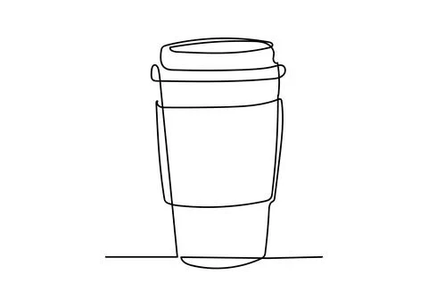 Continuous one line drawing of cup of coffee. Stock Illustration