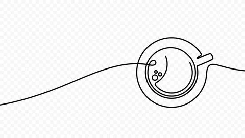 Continuous one line drawing cup of hot coffee vector design Stock Illustration