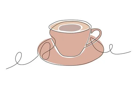 Continuous one line drawing of cup of coffee. Stock Illustration