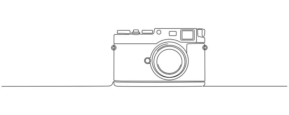 Continuous one line drawing of Digital camera. Single line drawing illustrati Stock Illustration