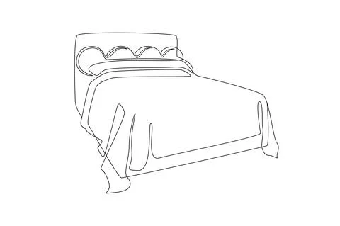 Continuous one line drawing of double bed thin icon. Modern comfortable luxury Stock Illustration