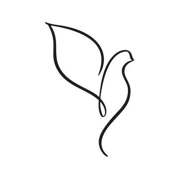 Continuous one line drawing dove bird. Flying pigeon logo. Black and white 스톡 일러스트