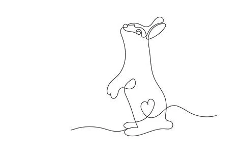 Continuous one line drawing of Easter Bunny. Cute Rabbit silhouette with ea.. Stock Illustration