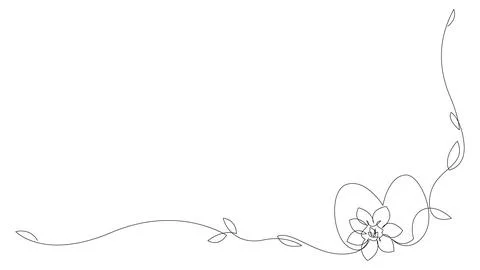 Continuous one line drawing of Easter decoration with eggs and spring flowe.. Illustrazione stock