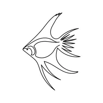 Continuous one line drawing. Exotic fish. aquarium fish. The art of minimalis Stock Illustration