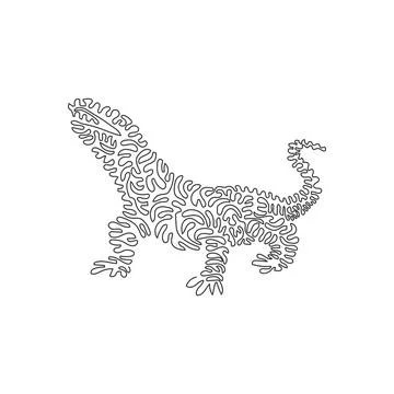 Continuous one line drawing of ferocious komodo abstract art. Stock Illustration