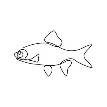 Continuous one line drawing fish. Hand drawn minimalism style. vector illustr Stock Illustration
