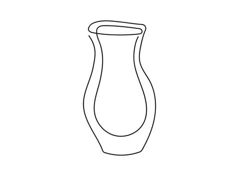 Continuous one line drawing of flower vase. Line art. Isolated on white backdrop Stock Illustration