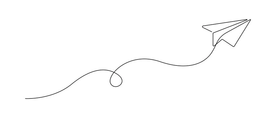 Continuous one line drawing of flying up paper plane. Creative business concept Stock Illustration