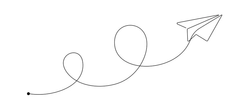 Continuous one line drawing of flying up paper plane. Creative business concept Stock Illustration
