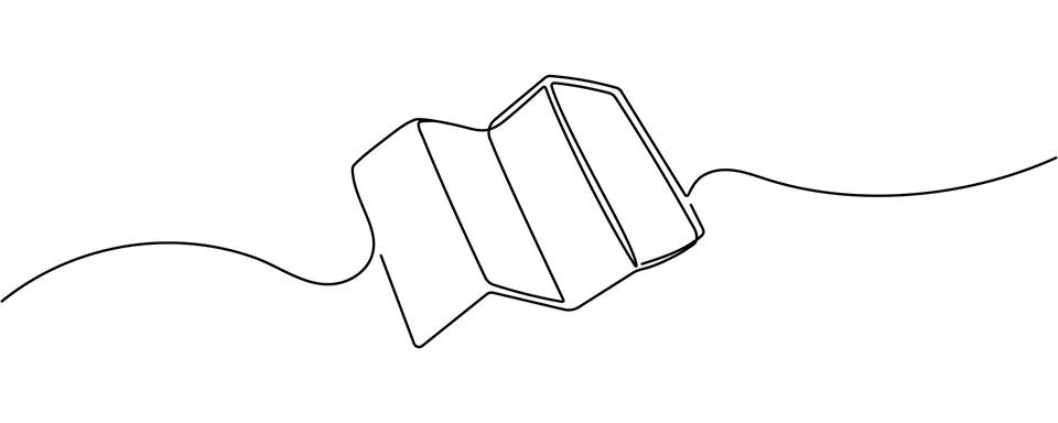 Continuous one line drawing of a folded paper map. Minimalist vector illust.. 스톡 일러스트