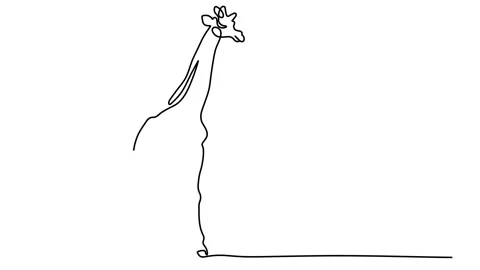 Continuous one line drawing. Giraffe walking symbol. Logo of the giraffe. Ve Stock Footage 143389846