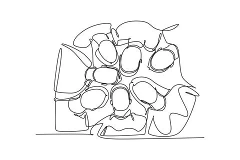 Continuous one line drawing group of businessman and businesswoman creating.. イラスト素材