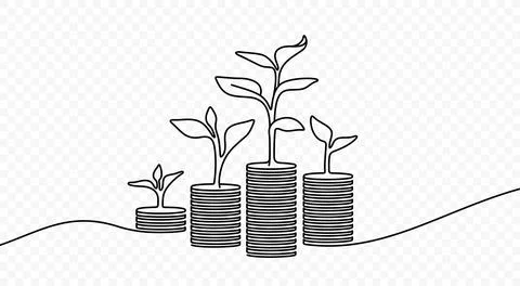 Continuous one line drawing of growing money vector design Stock Illustration