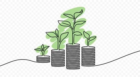 Continuous one line drawing of growing money vector design Stock Illustration