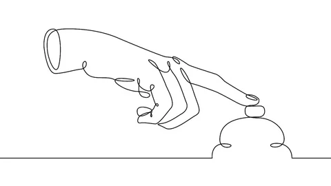 Continuous one line drawing hand palm fingers gestures call reception Stock Footage 92122035
