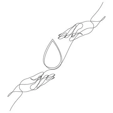 Continuous one line drawing of hand passing drop to another hand Stock Illustration