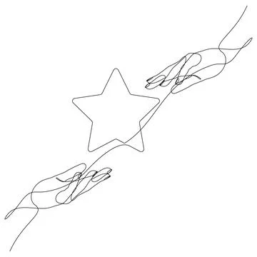 Continuous one line drawing of hand passing star feedback concept Stock Illustration