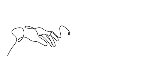 Continuous one line drawing. hands holding heart on white background. Black thin Stock Footage 149355166