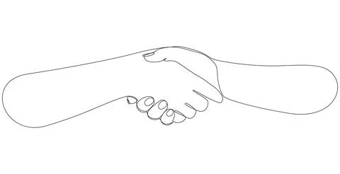 Continuous one line drawing of a handshake. Vector illustration. Stock Illustration