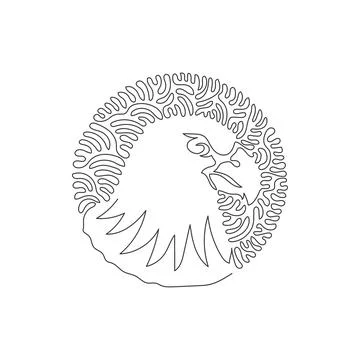 Continuous one line drawing of hawk has sharp beaks Stock Illustration
