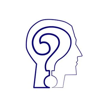 Continuous one line drawing head with a question line icon. Thin line question Illustrazione stock