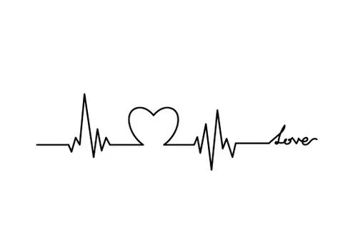 Continuous one line drawing of heart shape, vector minimalist bl Illustration